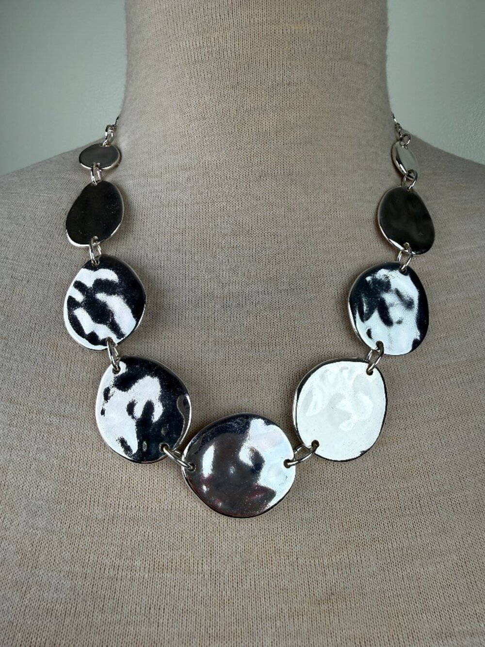 Chico's Silver Tone Chunky Link Necklace 20-24"